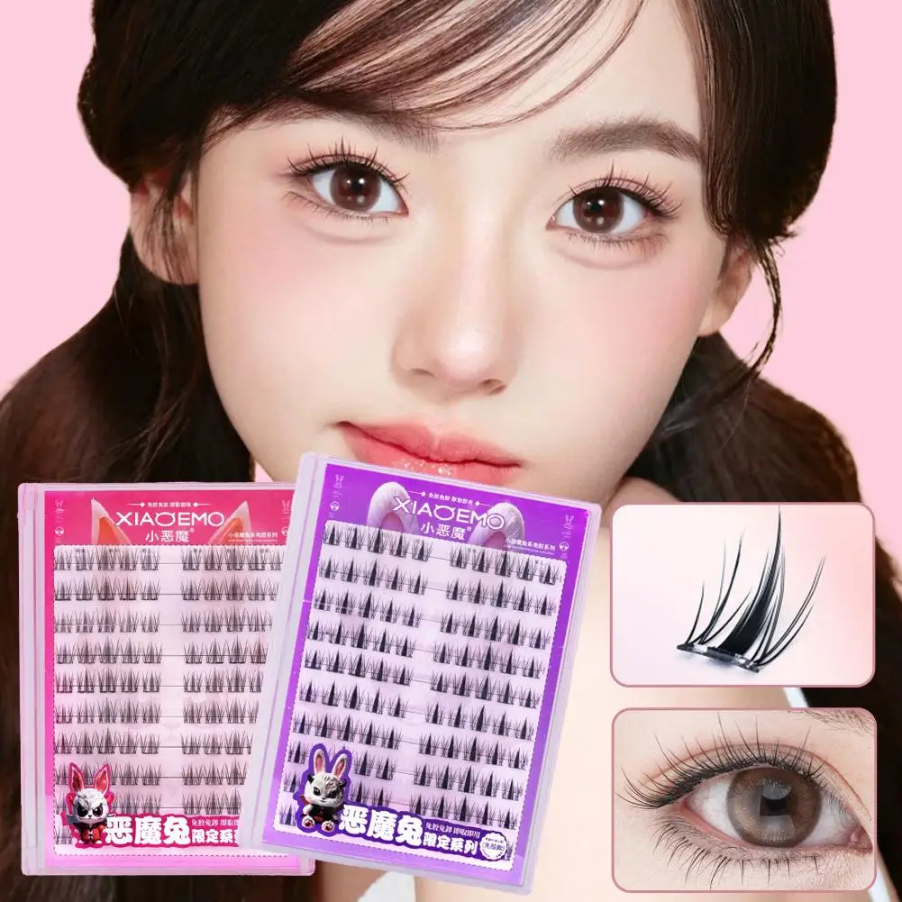 Glue-Free Self-Adhesive False Eyelashes 100 Clusters Large Volume Natural Look Easy to Apply for Lazy People Beginners