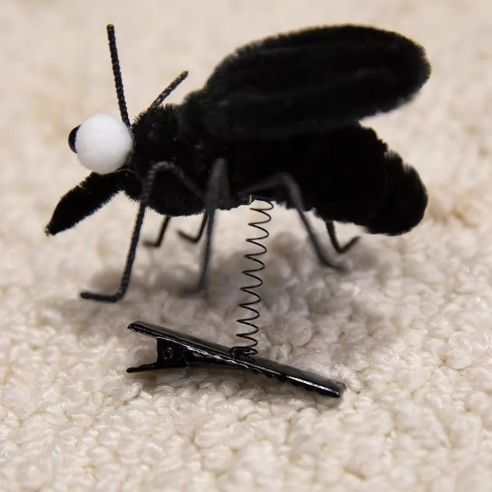 

Cartoon Simulated Mosquito Hairpin Funny Soft Plush Toys Small Pendant Insect Spring Hairpin Joke Props