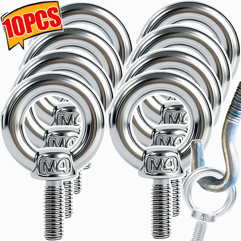 

1/10x Lifting Eye Bolts Stainless Steel High Strength Transportation Bolt Heavy Duty Hanging Light Fastener Home Repair Hardware