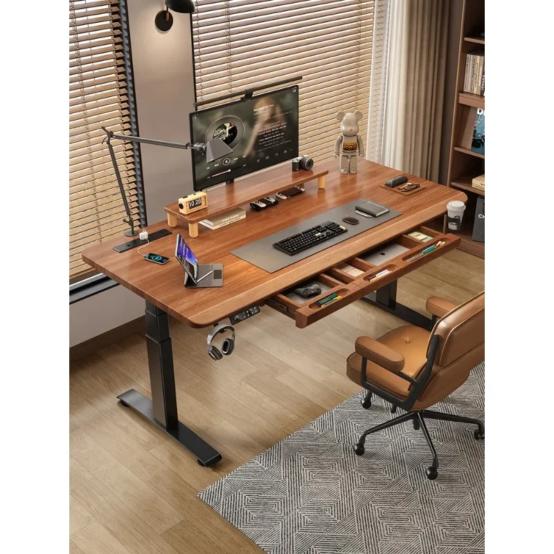 

Solid wood electric lifting table, household computer desk, desk with drawers