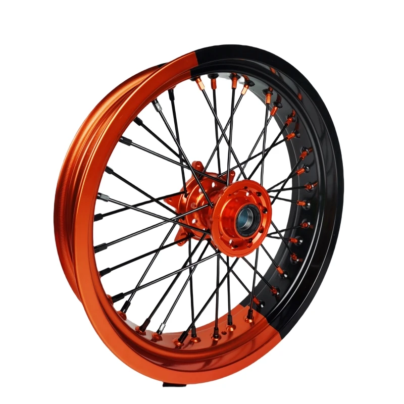 Bi-color Rims Fit K TM SX 125CC 2023 Customized Black and Orange Color Supermotard Wheels Rims Set