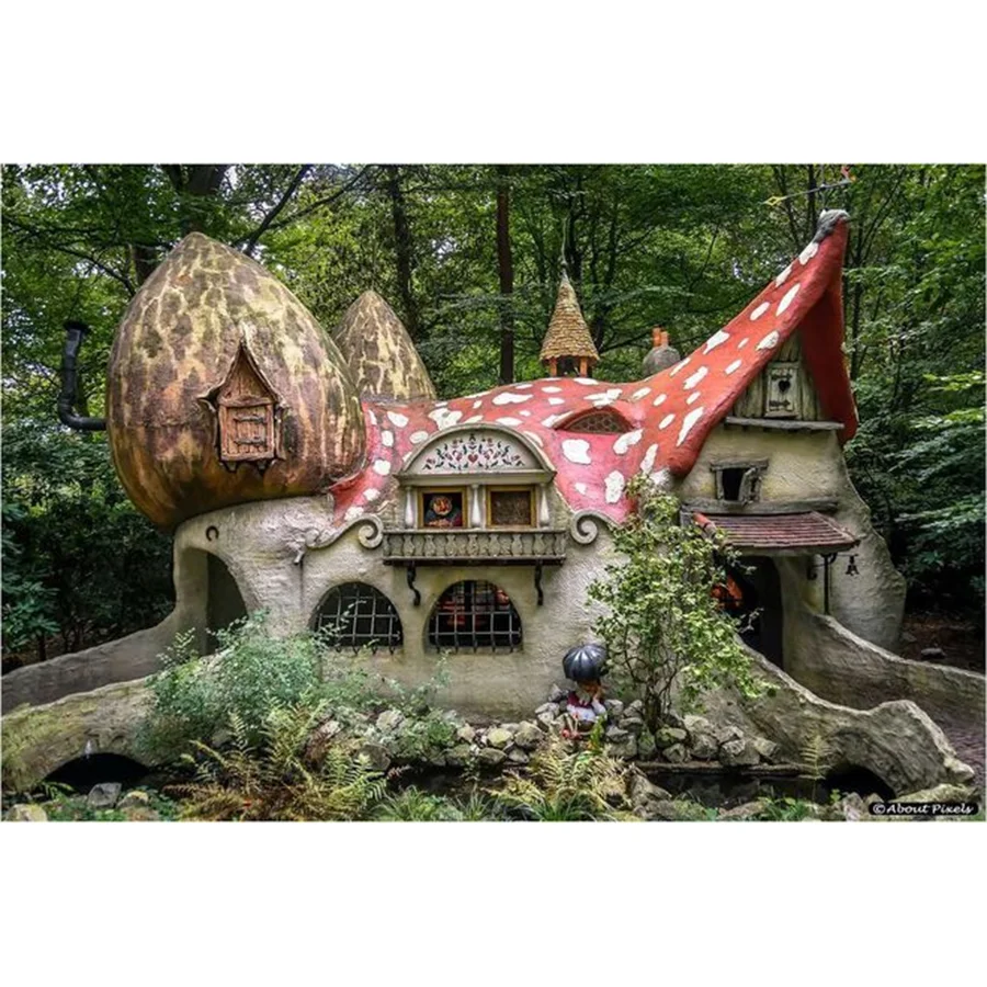 Pintura de diamante de Parque Efteling de Países Bajos, mosaico de diamantes redondos y cuadrados, bordado de fantasía, paisaje del paraíso para niños