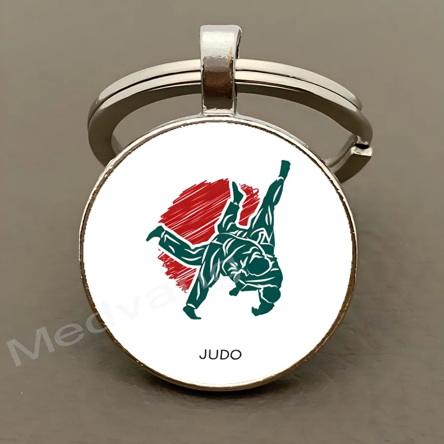 Hot selling I Love Judo Keychains Judo Karate Taekwondo Enthusiasts Glass Cabochon Keychain Club Gift