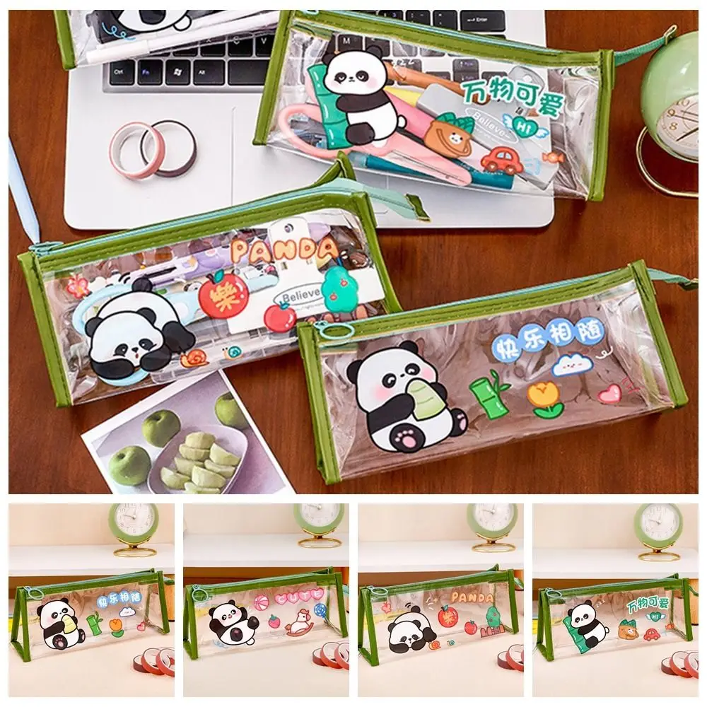 Cute Giant Panda Pencil Bags Transparent Large Capacity Cartoon Pen Case Simplicity High Appearance Level