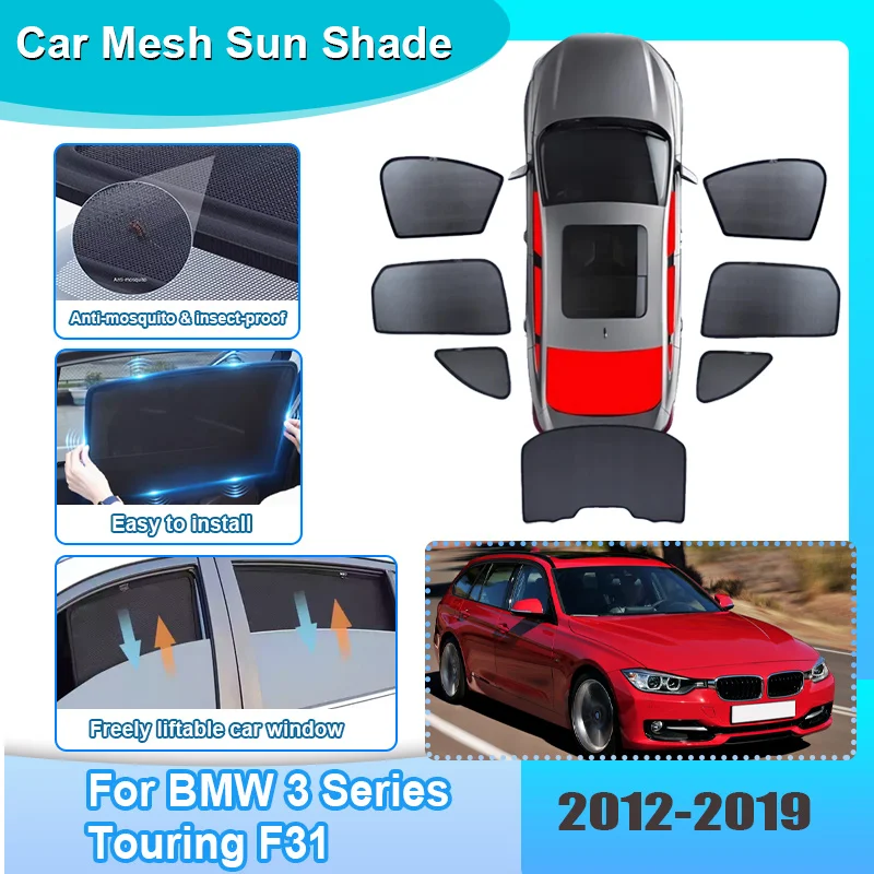 

Car Window Sunshade For BMW 3 Series Touring F31 2012-2019 Visor Mesh Blocks UV Rays Windshield Frame Curtain Auto Accessories