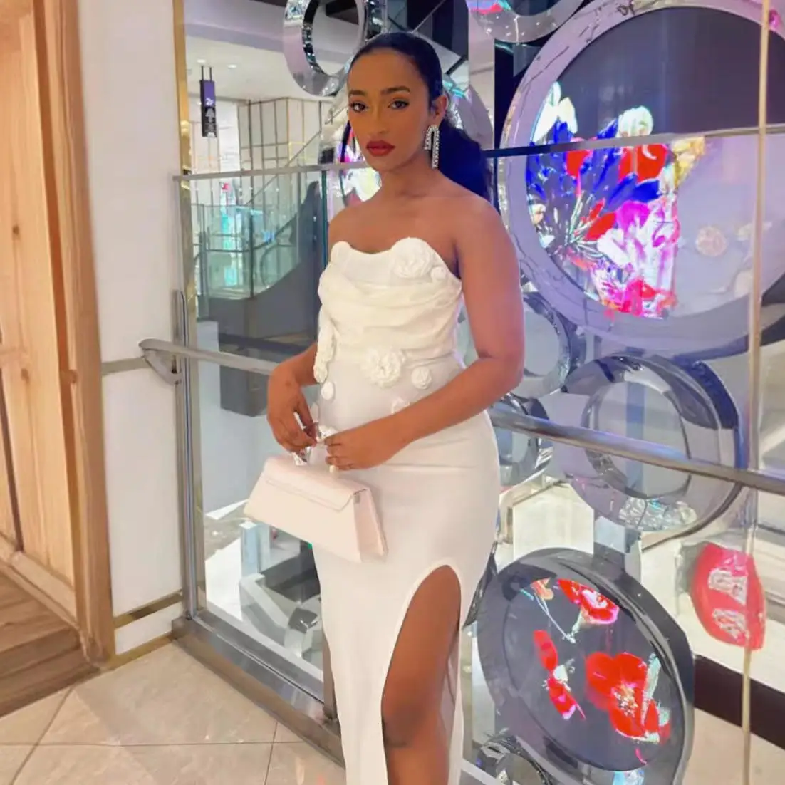 Spódnica midi Ele Spring Long Dr z kokardami, kwiatowym wzorem, wzorem w kropki, codzienna, elegancka, idealna na przyjęcia i wesela.