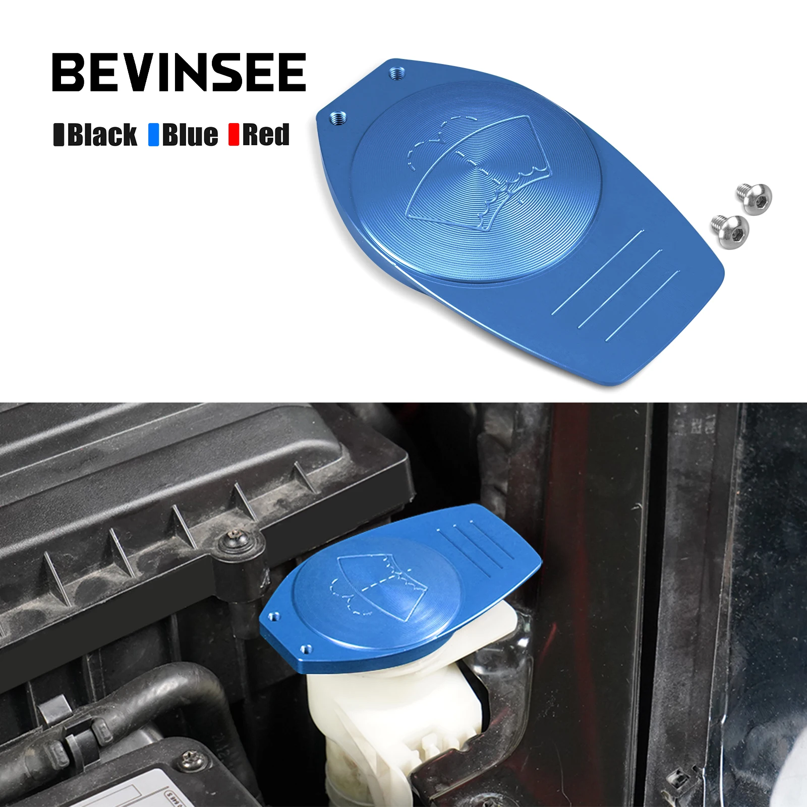 

BEVINSEE Car Windshield Washer Fluid Reservoir Tank Cap for Audi A1 A3 TT, for SEAT Leon 5F, for Skoda Superb 3, for Volkswagen