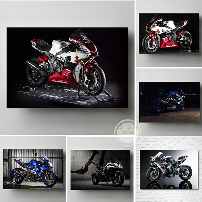 Wall Art Black Motorcycle Canvas Paintings SUZUKI GSX-S1000 Picture Superbike HD Print Posters for Living Room Home Decor