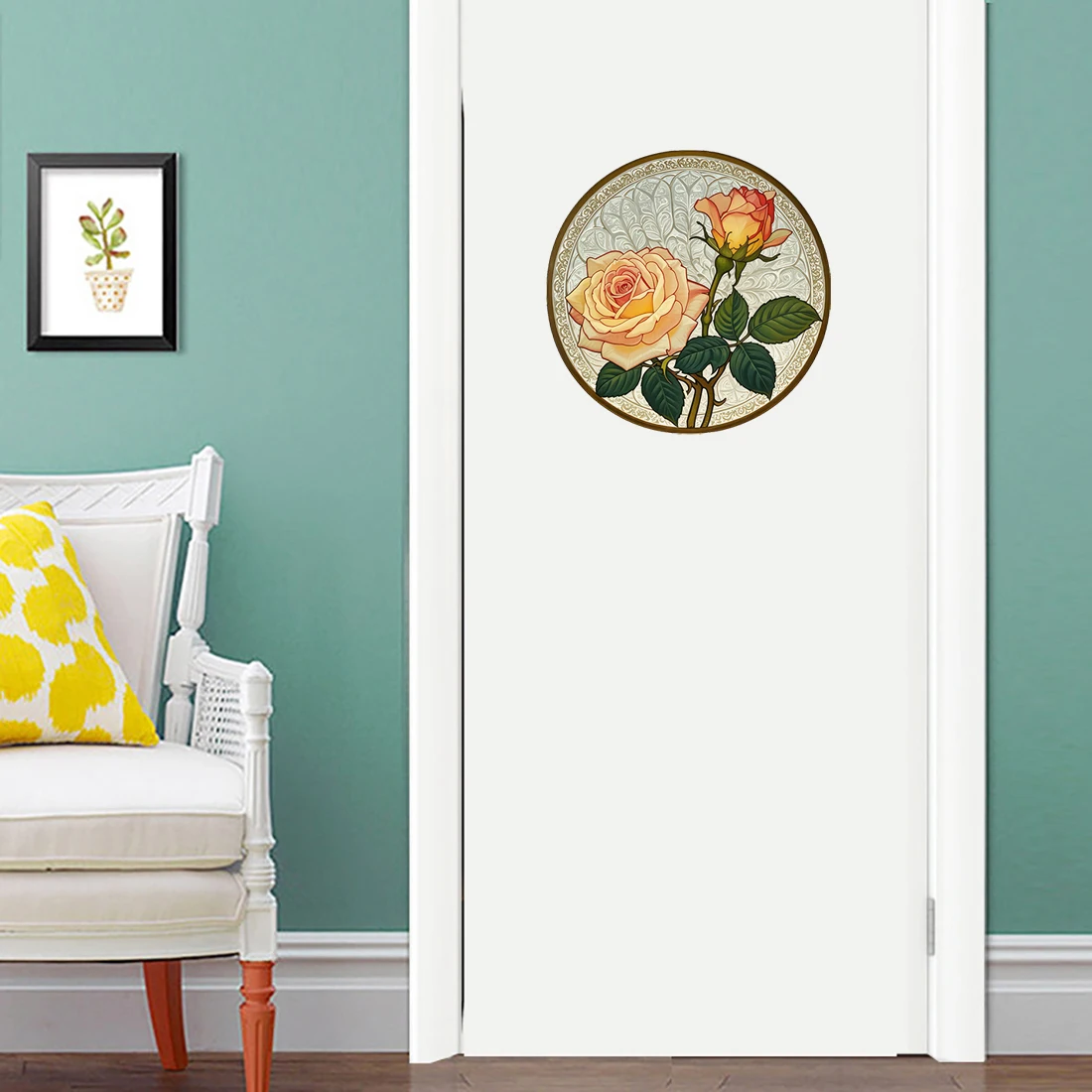 Three Ratels CD80 Nostalgic rural style flower fruit circular pattern stickers for home decoration kitchen decals