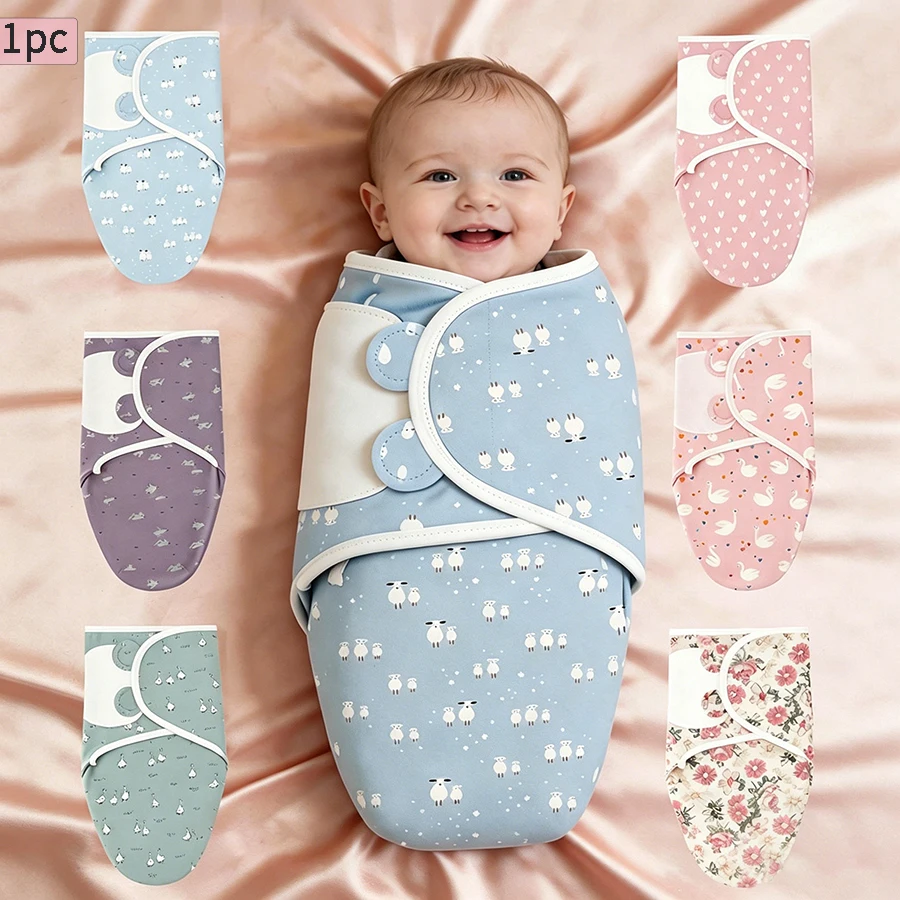 1Pc Newborn Swaddle, Anti-Startle Newborn Wrap, Snug-Fit Baby Swaddle, Soft and Comfortable - Breathable - Washable - Colorfast, All-Season Newborn Wrap, Easy to Swaddle, the Perfect Gift for Your Baby!
