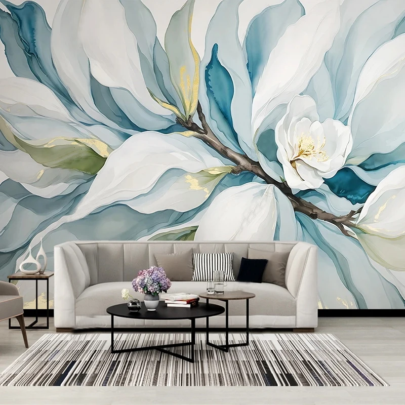 Custom Wallpaper Nordic Light Luxury Plants Flowers Mural 3D Living Room TV Background Wall Romantic Home Decor Papel De Parede