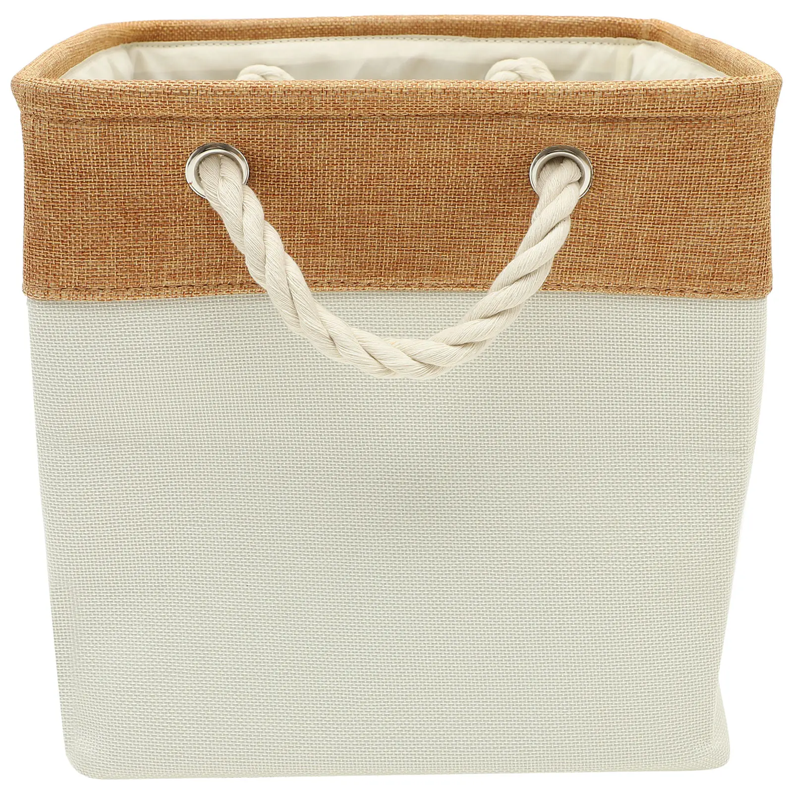 

Large Capacity Linen Rope Handle Laundry Basket Cube Storage Bin Foldable Clothes Organizer Kids Storage Utility Tote