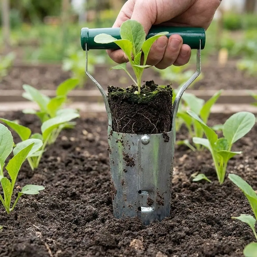 Handheld Seedling Transplanting Cylinder Planting Machine Hole Punch Digger Horticultural Tool Plastic Handle Transplanting Tool