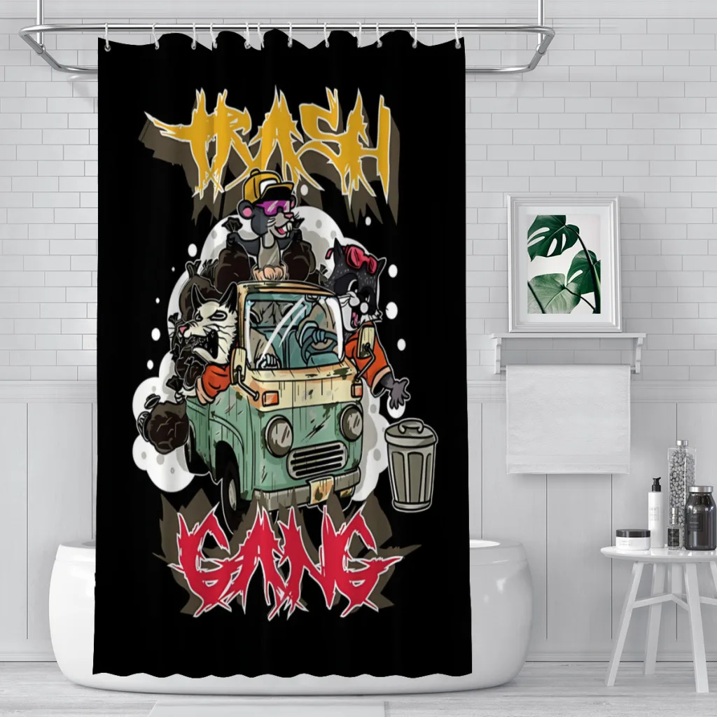 Trash Gang Team Trash Dachshund Bathroom Shower Curtains Raccoon Waterproof Partition Curtain Designed Home Decor Accessories