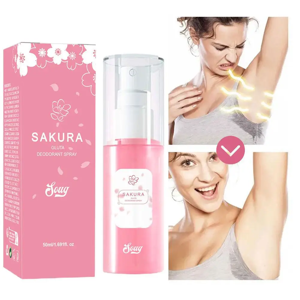 Natural Sakura Deodorant Spray Beauty Health Antiperspirant Spray Body Skin Care Underarm Anti Odor Women Men Sports 50ml