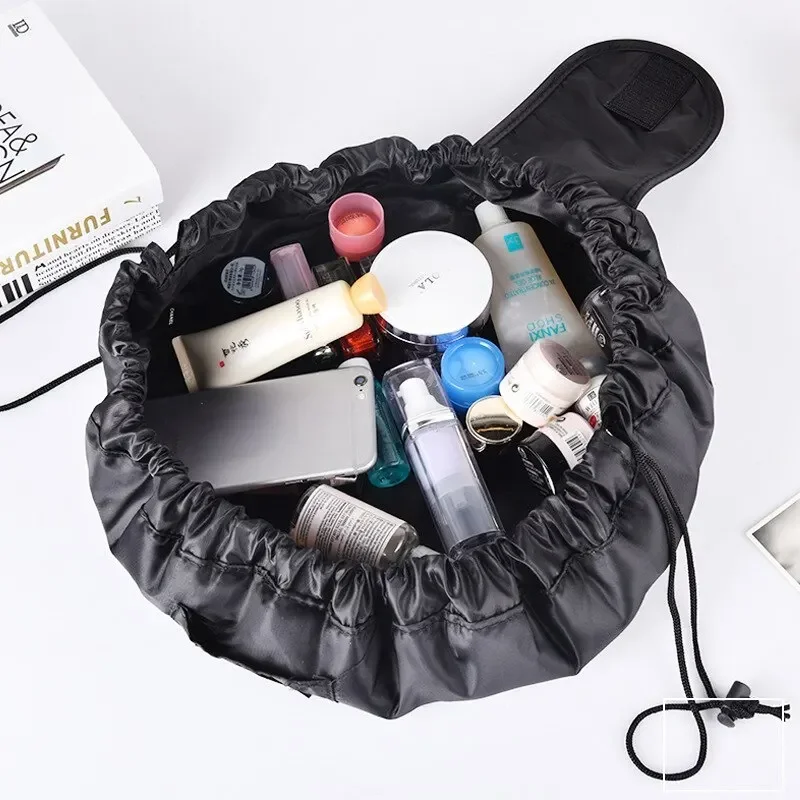 1PC Drawstring Elastic Makeup Storage Bag Women Portable Travel Black Large Capacity Portables Handbag Storage-Bags Trendy