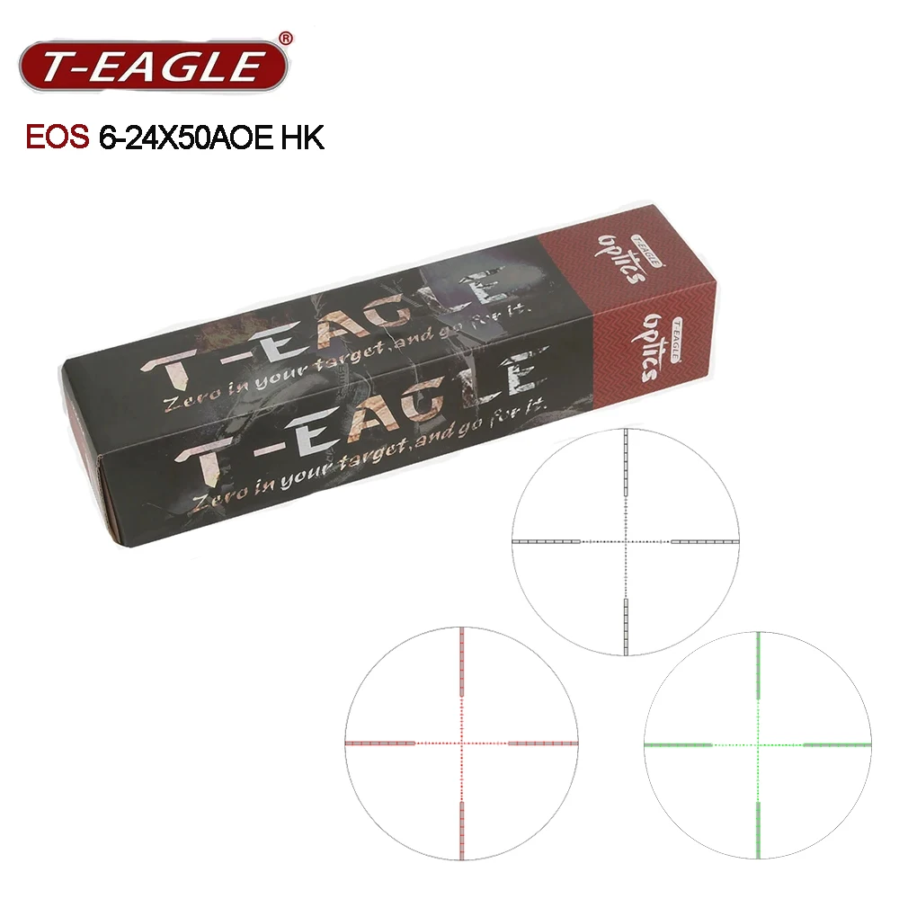 T-Eagle Optics EOS 6-24x50 AOE HK Rifle Scope Hunting Riflescope  Optical Aim Collimator Tactical Gun Sight Red Green Reticle