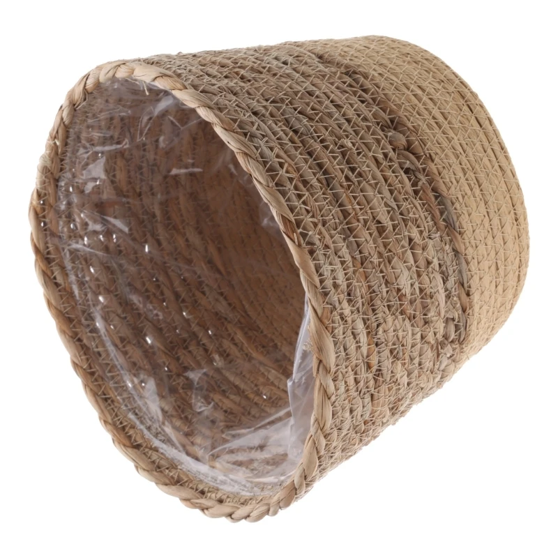 Straw Weaving Plant Pots Containers Hand Woven Plant Pot Cover Leak-Proof