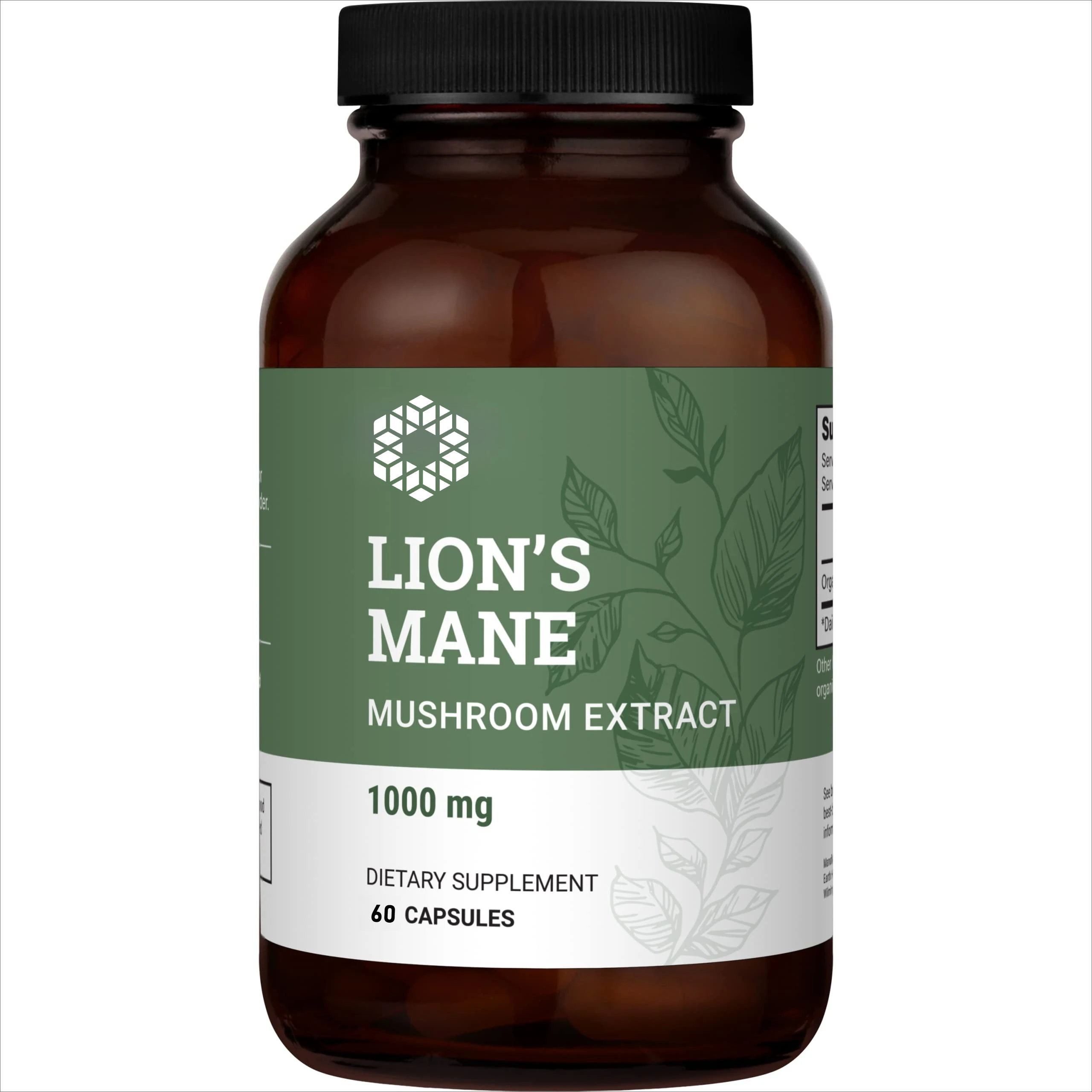

Lion's Mane Extract 1000 Mg Capsules, Balances Energy Levels, Supports Immune Health, Promotes Brain and Nervous Health