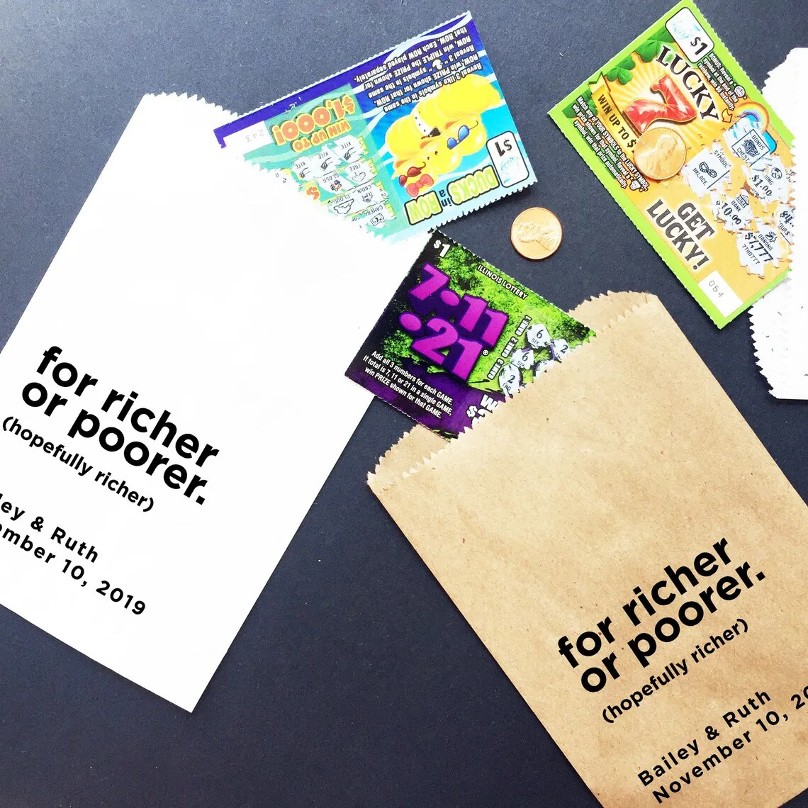 For Richer or Poorer | Scratch Ticket Wedding Favor Bags - Lotto Ticket Bags - Lottery Ticket Holders Lottery Tickets Wedding