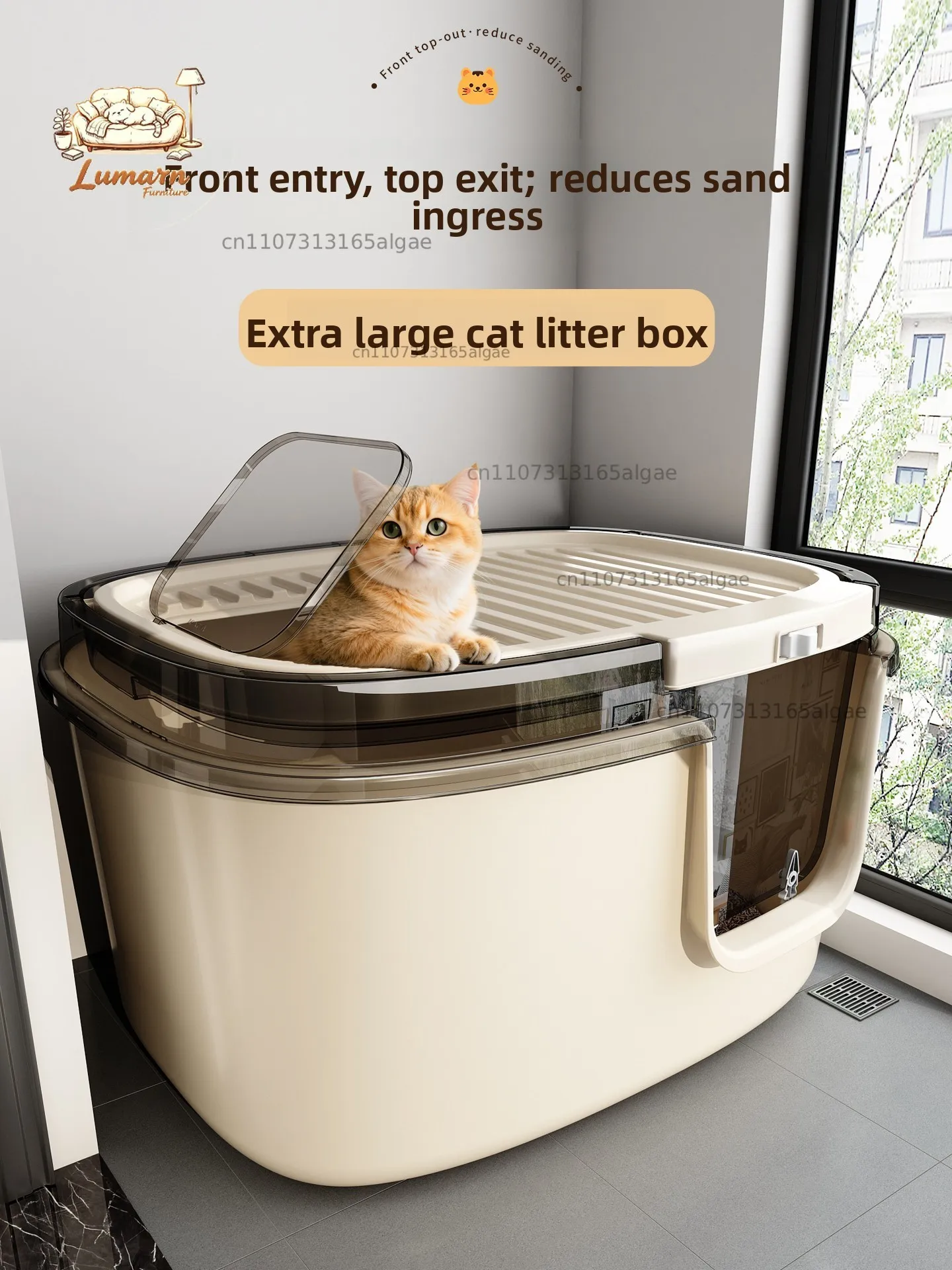 Jumbo Enclosed Cat Litter Box Top Entry Design Extra Large Anti Splash Maine Coon Toilet