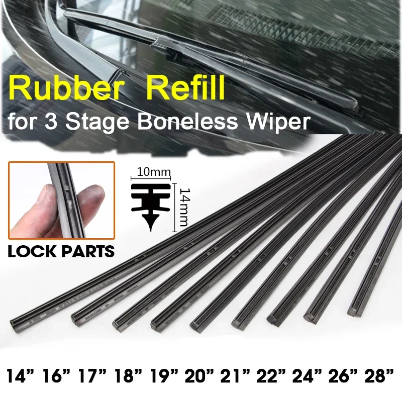 

1pcs Car Windscreen Wiper Blade Strips Insert Natural Rubber Refill Strip 10mm 14" 16" 17" 18" 19" 20" 21" 22" 24" 26" 28"