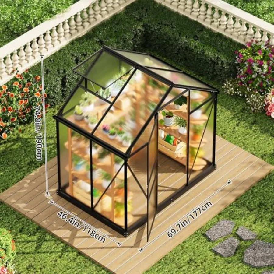 6x4FT Greenhouse Heavy Duty Polycarbonate Greenhouse for Outdoor