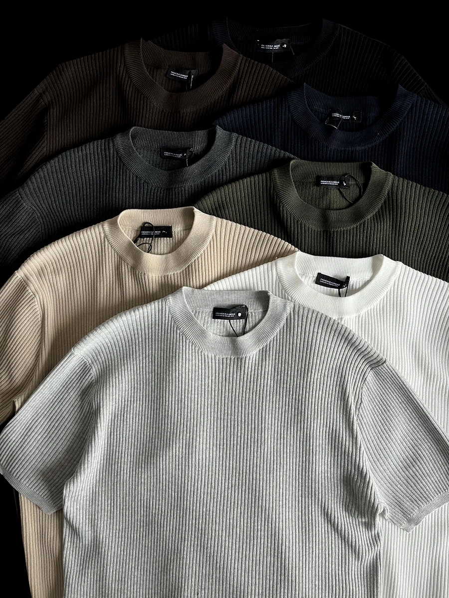 

Футболка Cleanfit Modern American Preppy с круглым вырезом, в полоску, вязаная, с коротким рукавом, базовая, модная, универсальная, для летнего повседневного образа