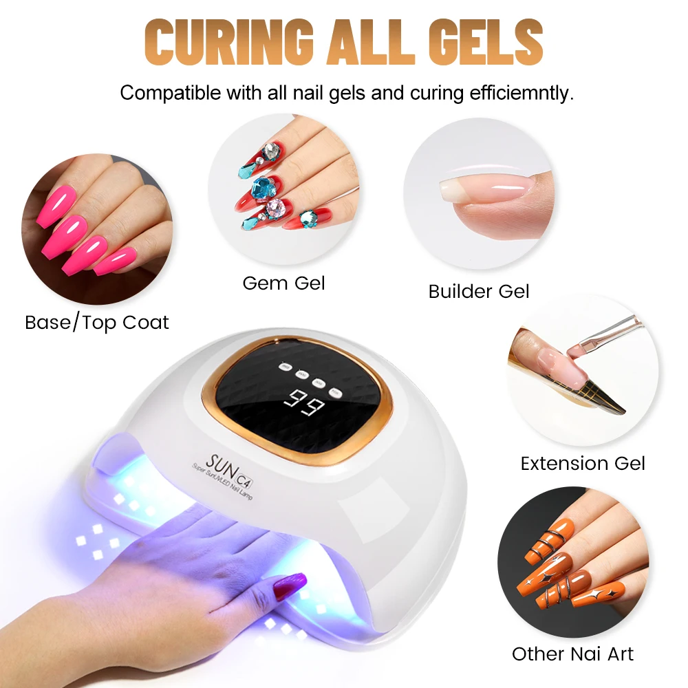 UV LED Nail Lamp 72LEDs 380W Nail Dryer for Gel Polish Curing with Automatic Sensor 4 Timer Setting Professional Nail Art Tools