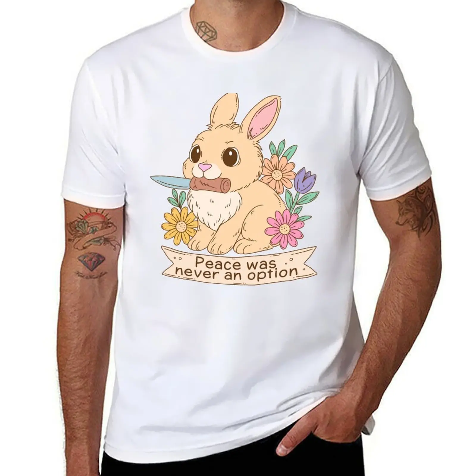 Chaotic Bunny Peace Was Never an Option T-Shirt t shirts for man graphic funny funny t shirts dark humor T-Shirt