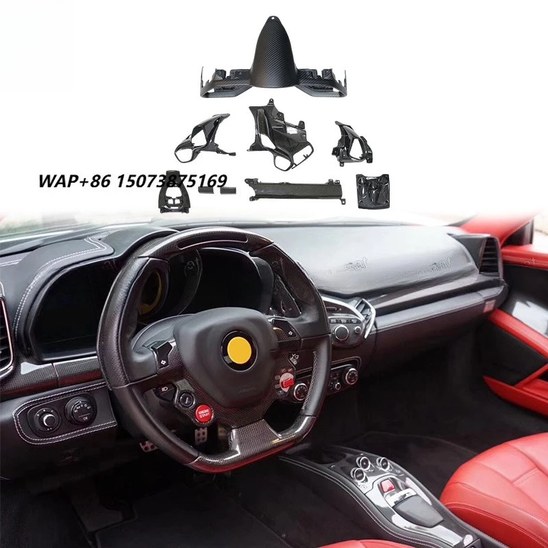 LHD/RHD Dry Carbon Car Air Vent Dashboard Instrument Cluster Surround Center Console Cover Interior Trim for 458 Italia