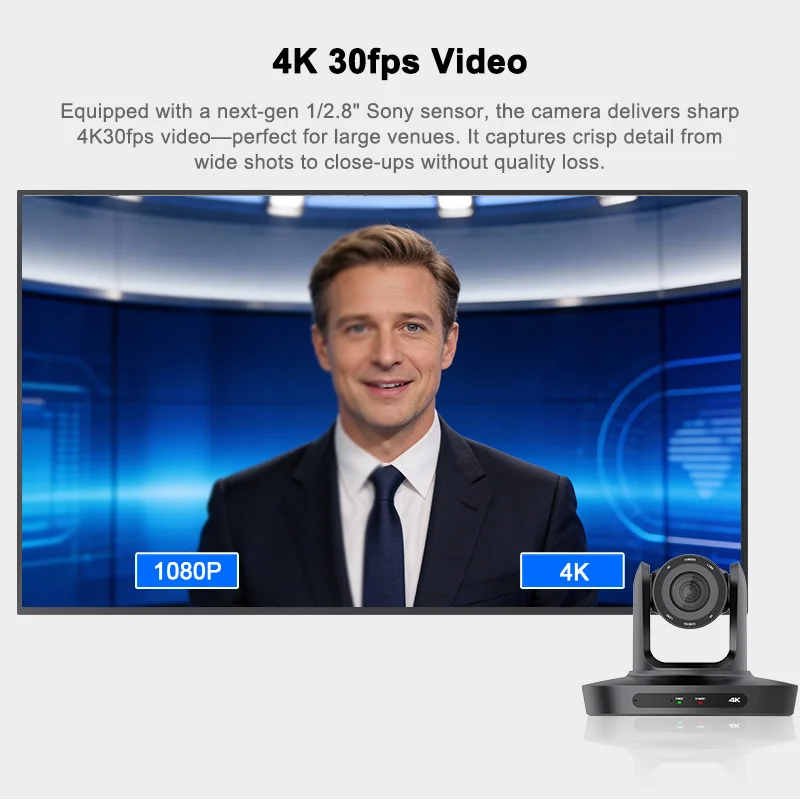 4K AI Auto Tracking PTZ Camera NDI HX2 Free-D 20X Zoom USB HDMI LAN PoE for Conference Live Streaming Church