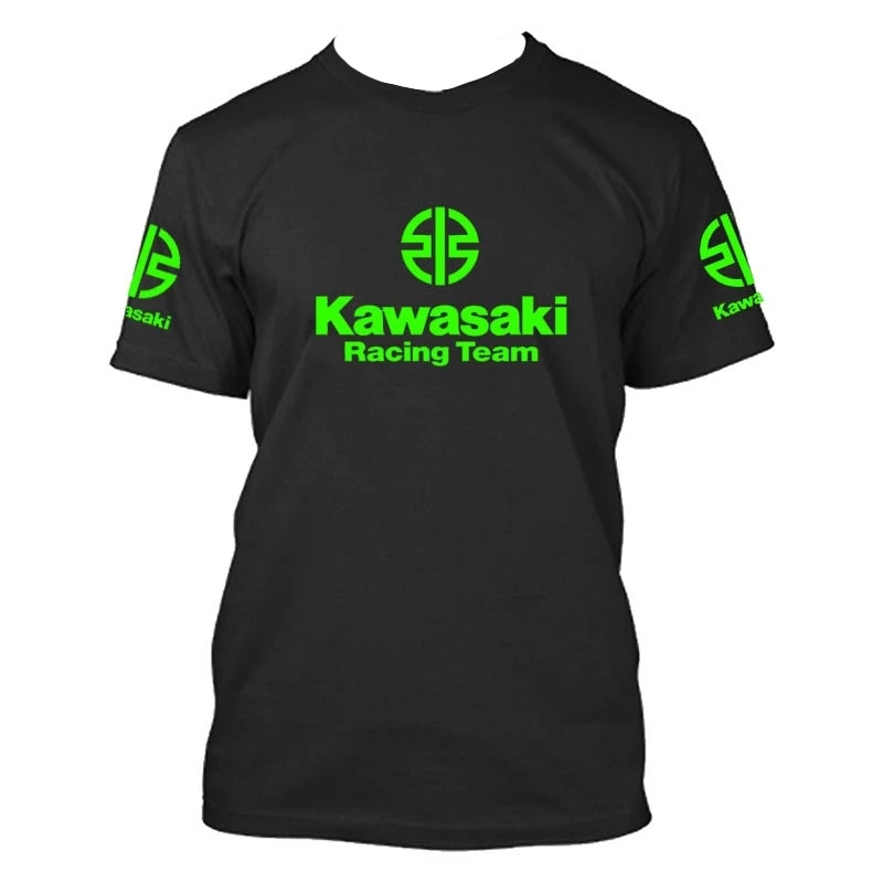 

New Men's Clothing 3D Printed Kawasaki Motor Company Men's and Women's Sports Short Sleeves, Racing Fashion Short Sleeves
