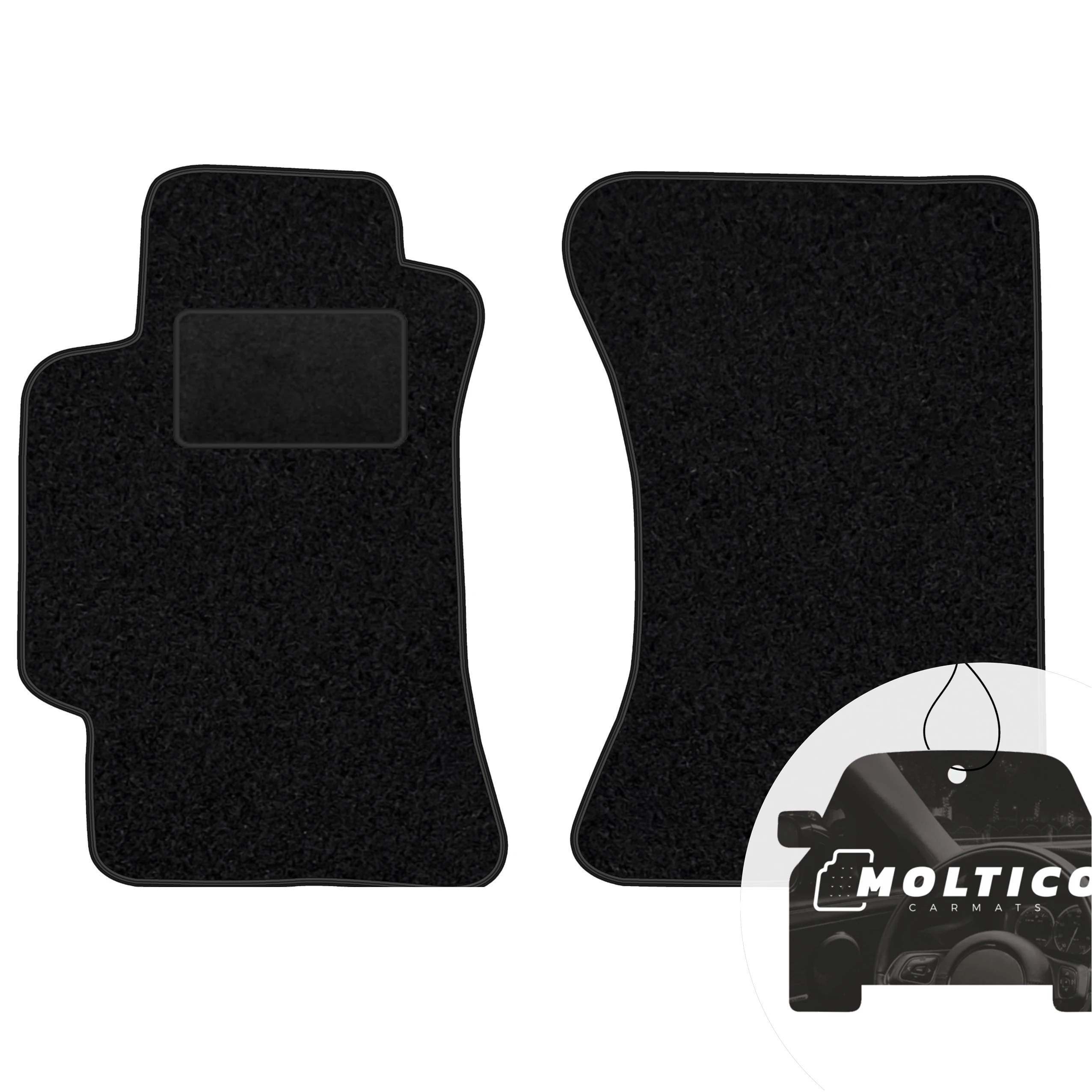 Velour vloerkleden vooraan, zwart HM, passend bij: Subaru Impreza II GD 2000-2007