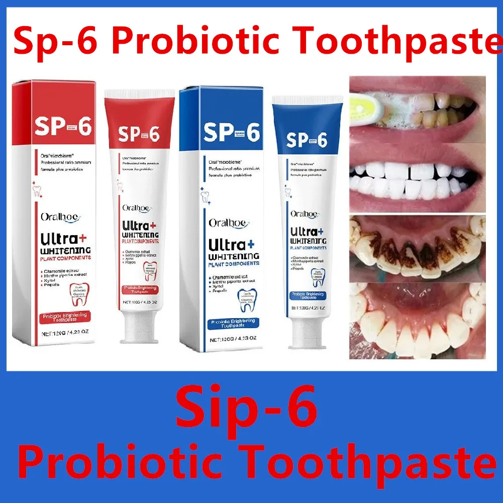 SP-6 dentifricio sbiancante probiotico schiarente e rimozione macchie SP6 alito fresco enzima dentifricio sbiancante denti