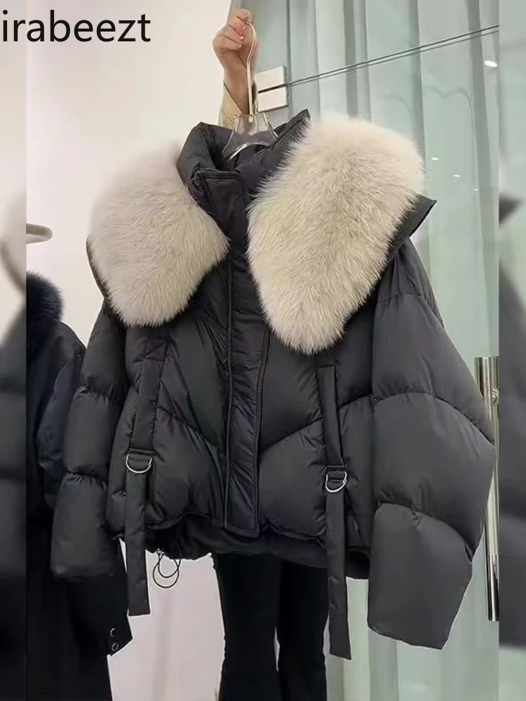 Chaqueta acolchada De algodón para Mujer, abrigo holgado y grueso con Cuello De piel De estilo extranjero, Ropa fina pequeña para Invierno, novedad De 2024