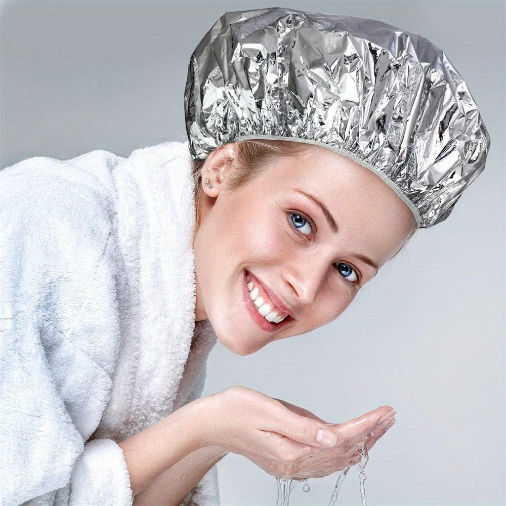 12 pcs/pack Deep Conditioning Caps Aluminum Foil Reusable Hair Processing Caps Hair Coloring Shower Caps for Home Salon Use image 5