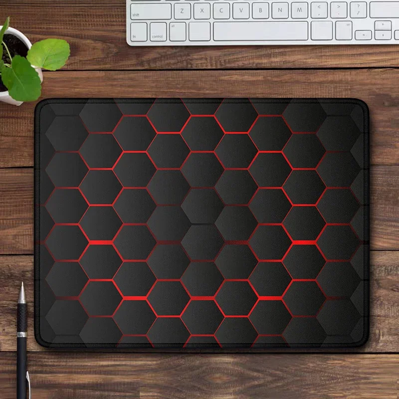 Abstract black hexagon pattern Mouse Pad Small Blue Mousepad Gaming Accessories Office Desk Mat Laptop Computer Mouse Mat