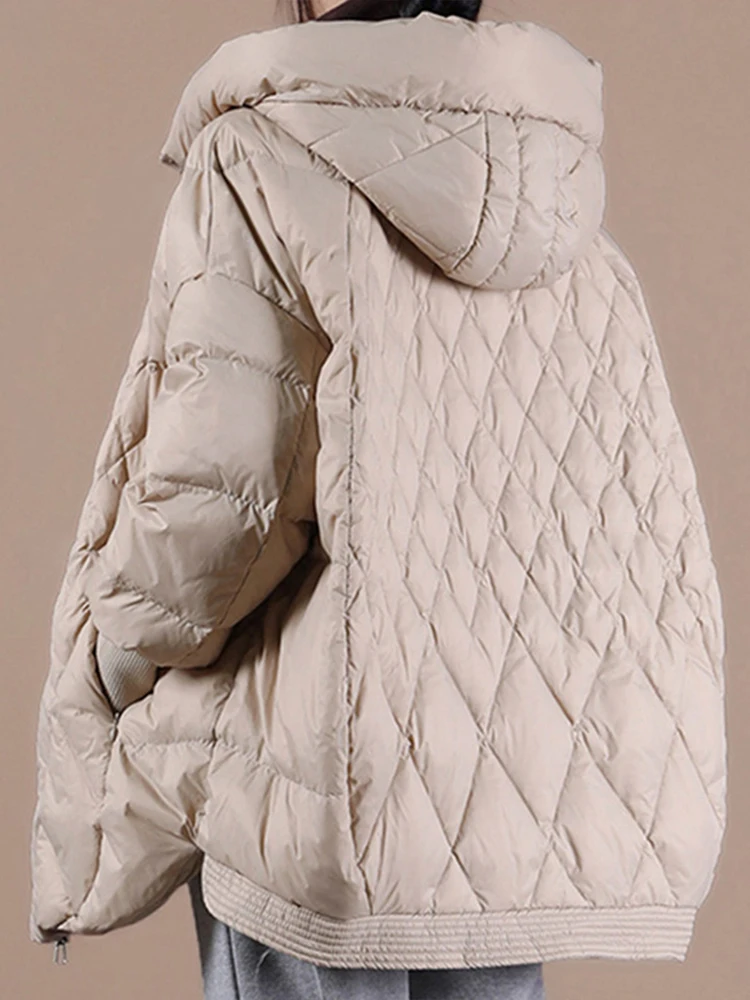 Amax LuluE 韓国冬レディースファッション暖かい特大ダックダウンジャケット女性ルーズカジュアルフード付きコートクラシックスノーパーカー