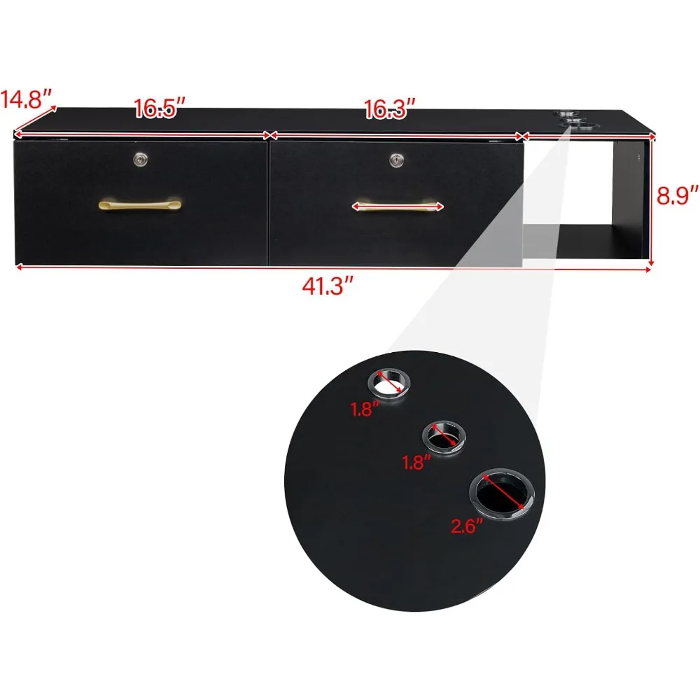 Estação de barbeiro de estilo de montagem na parede para cabeleireiro, equipamento de spa de salão de beleza, estação de armário de salão com gaveta de armazenamento bloqueada