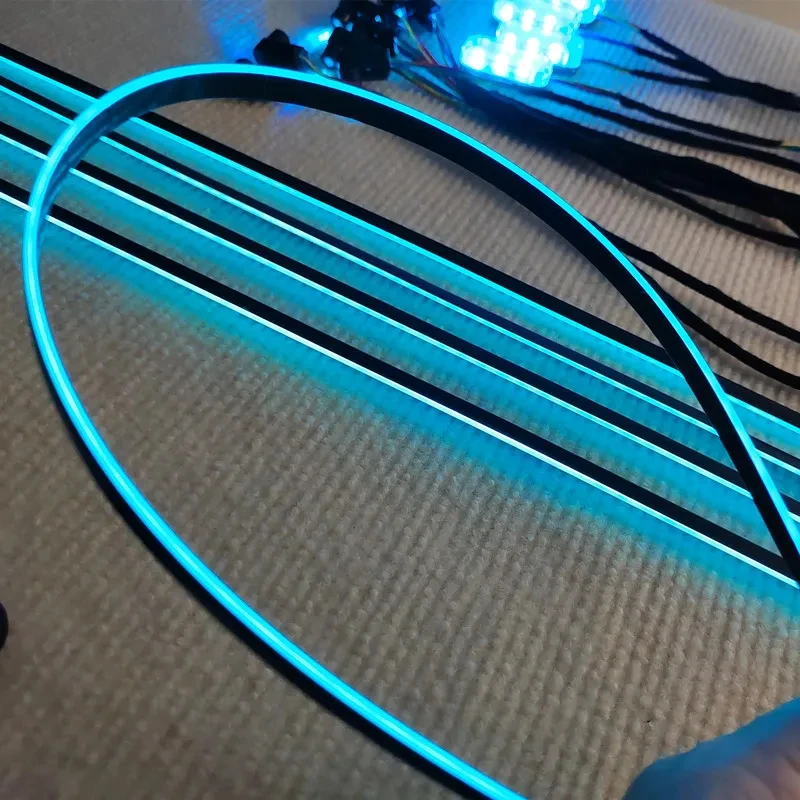 

Универсальный RGB 64-цветный атмосферный светильник, акриловая светодиодная лента для украшения автомобиля, комплект окружающего освещения для салона автомобиля