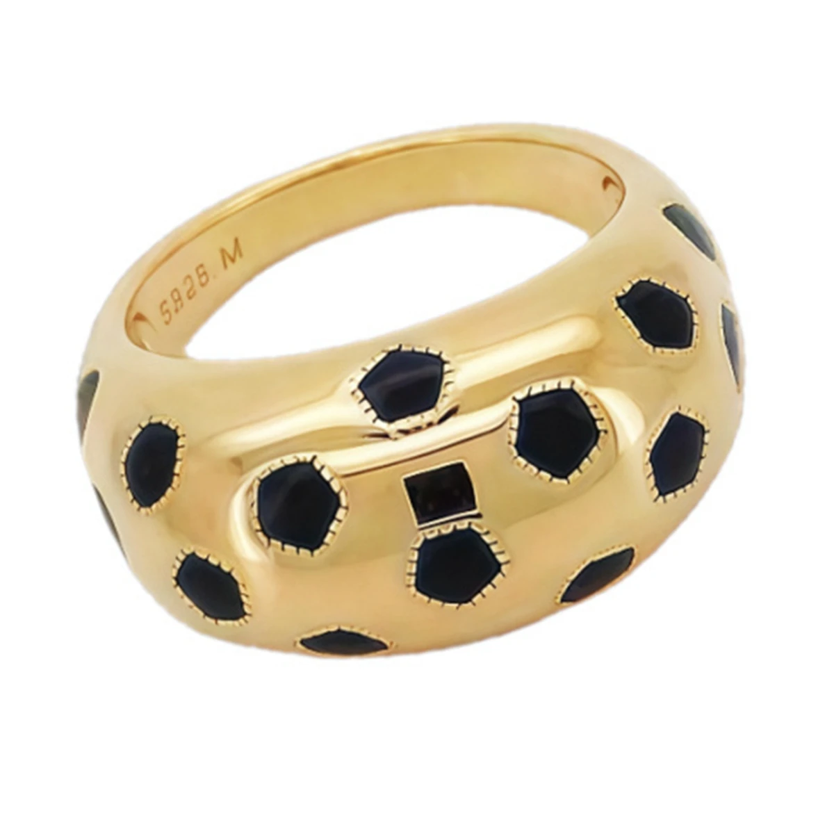 AYJEWELRY New Trendy 925 Silver Black Enamel Leopard Print Ring Animal Panther Rings for Man or Woman Gold Plated Fine Jewelry