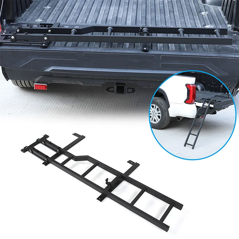 For Toyota Tundra 22-25 Aluminum Alloy Black Car Rear Tailgate Climbing Ladder Pickup Truck Step Tailgate Ladder Car Accessories