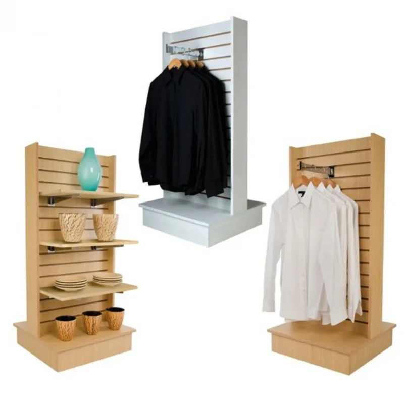 custom.KEWAY Wheeled Signal & Double Sided Display Slatwall Gondola Racks Metallic Slotted Wall Display Stand Supermarket Rack