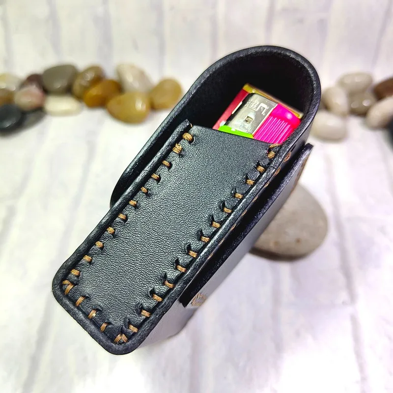 Blongk Hand-made Cigarette Case Waist Bag Leather Sheath Lighter Holster Belt Pack Men PD-XY image 6