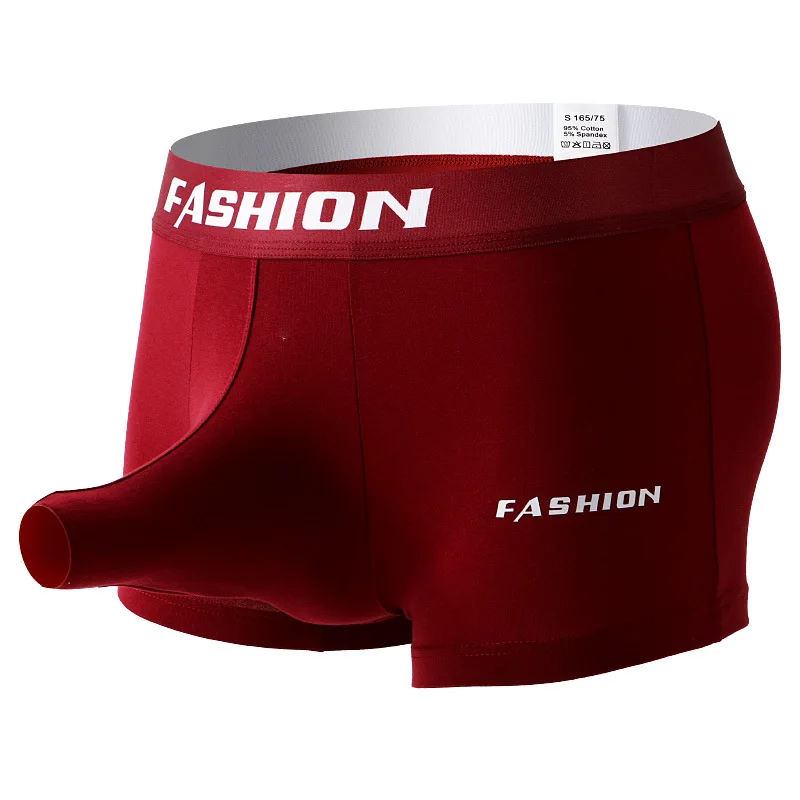 Open Elephant Nose Underwear Mens Cotton Mid Waist Boxer Shorts Cuecas Breathable Man Gay Sexy Bulge Pouch Trunk Panties Homme