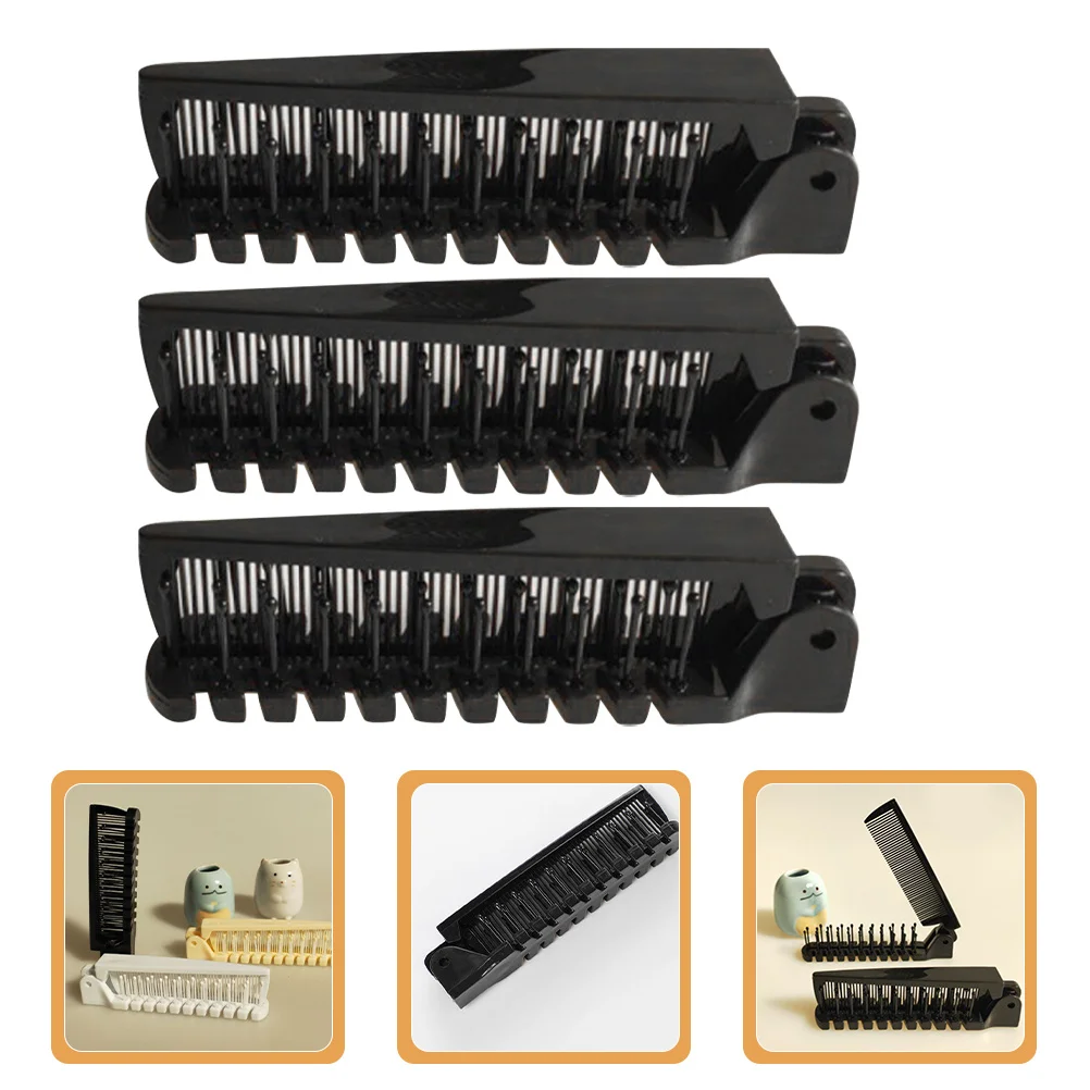 

3pcs Portable Anti-Static Comb Foldable Travel Hair Brush For Kids Women Mini Compact Double Headed Plastic Detangling