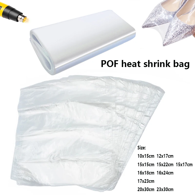 

100 Pcs POF Heat Shrinkable Film Bag Transparent Sealing Film Dustproof Anti-Oxidation Hot Shrink Film Home Storage Bag