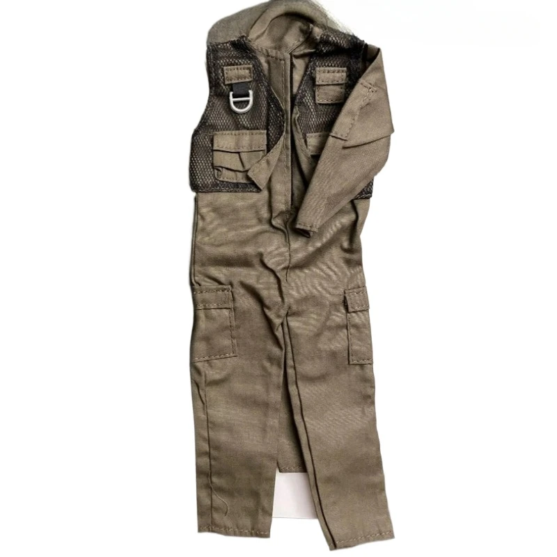 Uniforme de piloto de soldado masculino a escala 1/6, mono verde oscuro, modelo para accesorios de escena corporal de 12 pulgadas, figuras de acción