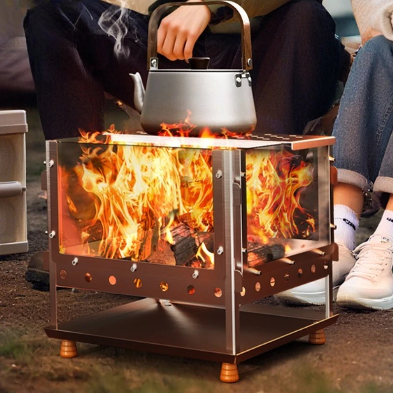 Outdoor Portable Stove Sturdy Durable High-temperature Resistant Stable Stainless Steel Stoves Convenient Camping Supplies